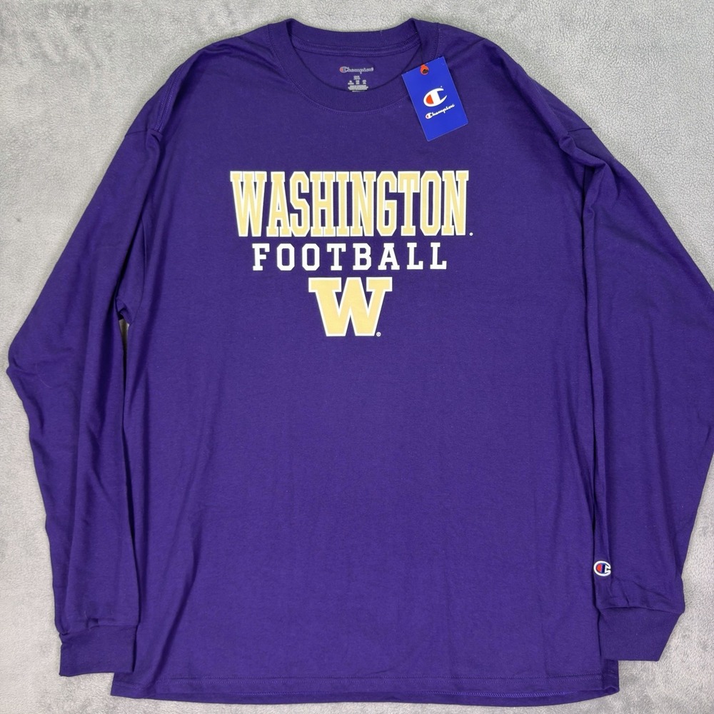 New Champion NCAA Shirt Mens 2XL Purple Long Sleeve Washington Huskies Football